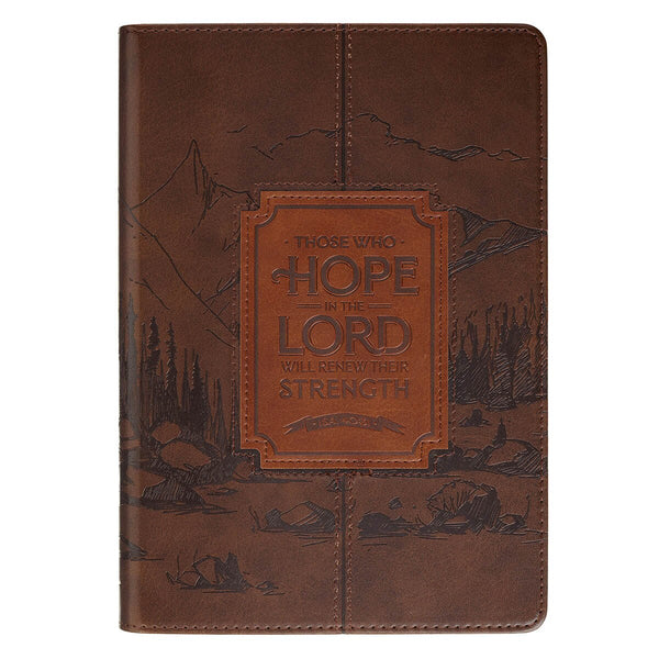 Hope in the Lord Chestnut Brown Faux Leather Classic Journal - Isaiah 40:31