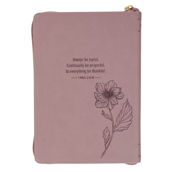 Always Be Joyful Dusty Mauve Faux Leather Classic Journal with Zipper Closure - 1 Thessalonians 5:16