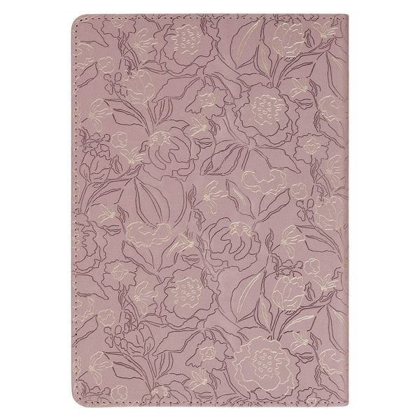 Strength and Dignity Dusty Purple Floral Faux Leather Classic Journal - Proverbs 31:25