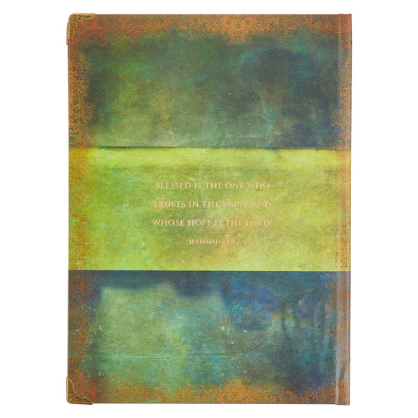 Blessed Blue Peacock Hardcover Journal - Jeremiah 7:7