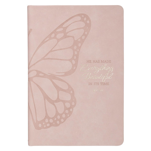 Everything Beautiful Pink Butterfly Faux Leather Hardcover Journal - Ecclesiastes 3:11