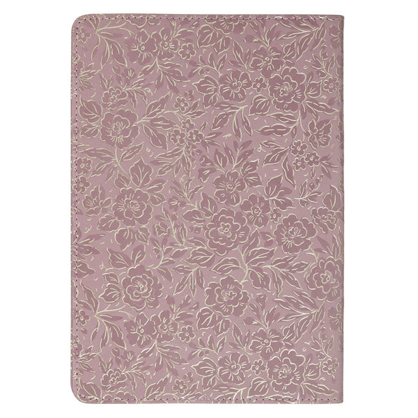 Be Still and Know Mauve Floral Faux Leather Slimline Journal - Psalm 46:10