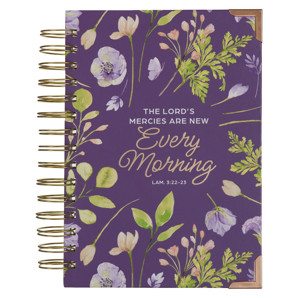 New Mercies Every Morning Purple Floral Wirebound Journal - Lamentations 3:22-23