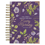 New Mercies Every Morning Purple Floral Wirebound Journal - Lamentations 3:22-23