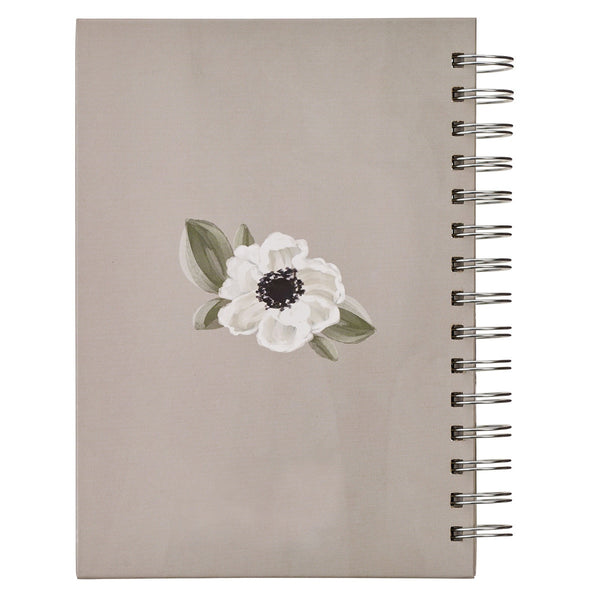 Joy and Peace Gray Floral Spiral Journal - Romans 15:13