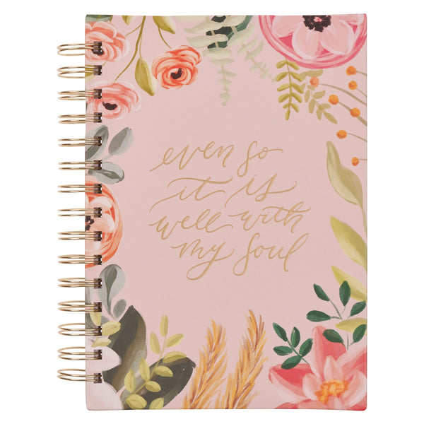 Even So It Is Well With My Soul Pink Floral Spiral Journal - KI Gifts Christian Supplies