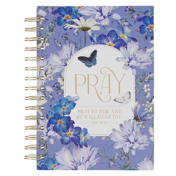 Pray Blue Blooms Spiral Journal - Job 22:27 - KI Gifts Christian Supplies