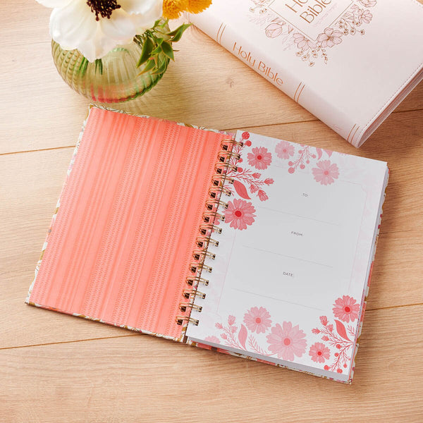 Trust Coral Floral Spiral Journal - Isaiah 40:31