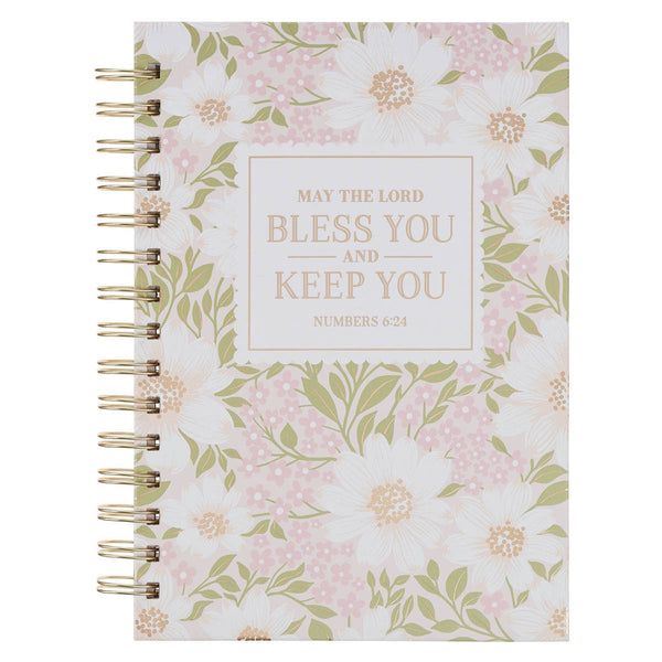 Bless and Keep You Blush Bloom Spiral Journal - Numbers 6:24 - KI Gifts Christian Supplies