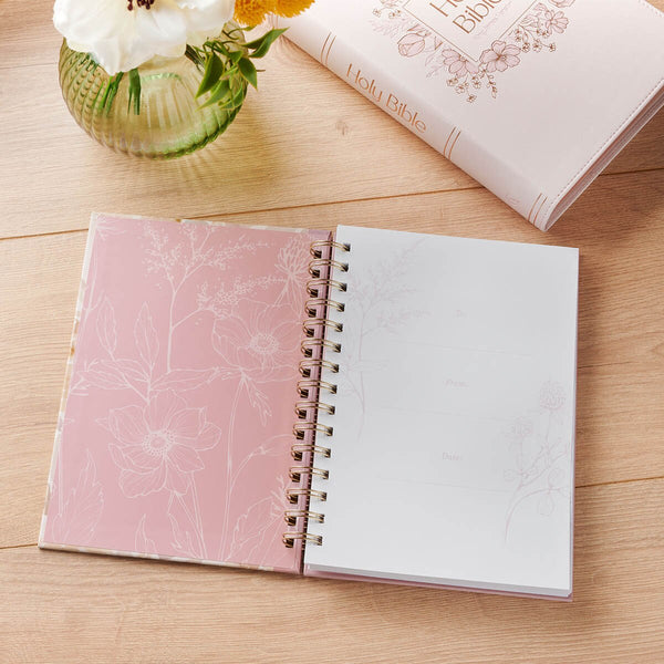 Always Be Joyful Pink Floral Spiral Journal - 1 Thessalonians 5:16