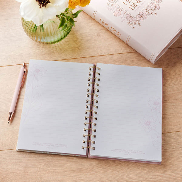 Always Be Joyful Pink Floral Spiral Journal - 1 Thessalonians 5:16