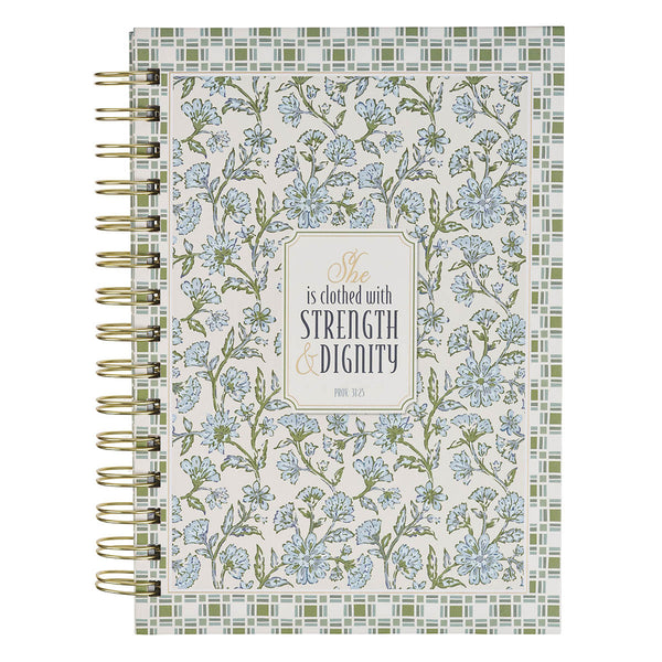 Strength Dignity Blue Cottage Spiral Journal Prov 31:25