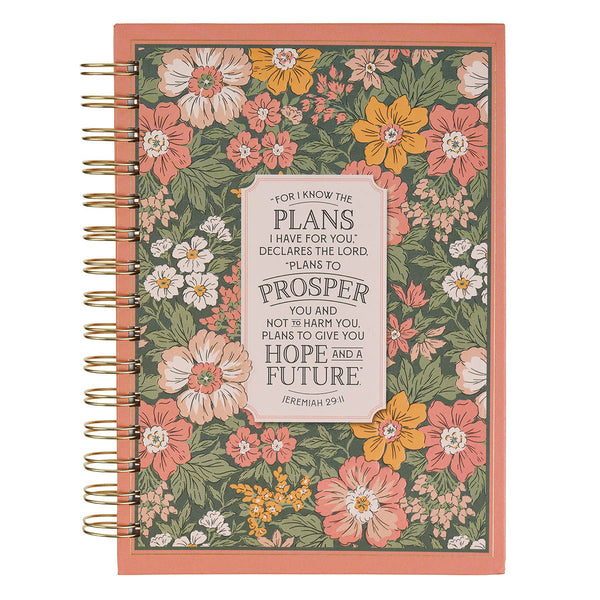 Hope and a Future Pink Vintage Bloom Spiral Journal - Jeremiah 29:11