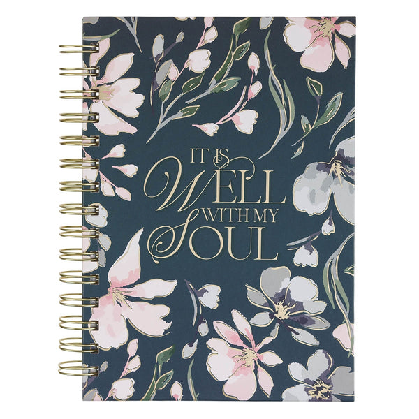 Well With My Soul Navy Floral Spiral Journal