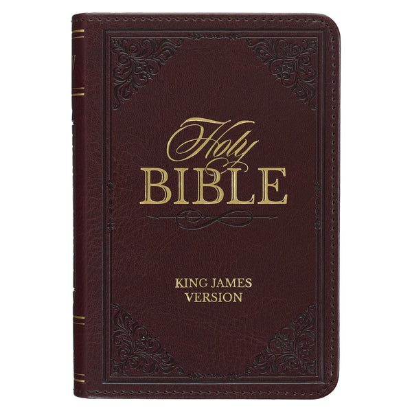 Burgundy Faux Leather King James Version Pocket Bile
