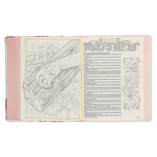 Pearlized White Faux Leather KJV My Creative Bible