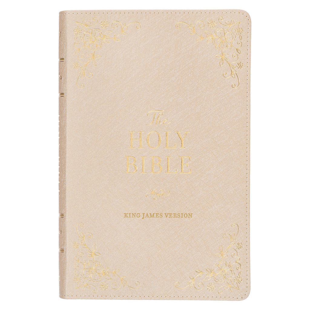 Pearlized Ivory Faux Leather King James Version Deluxe Gift Bible with Thumb Index