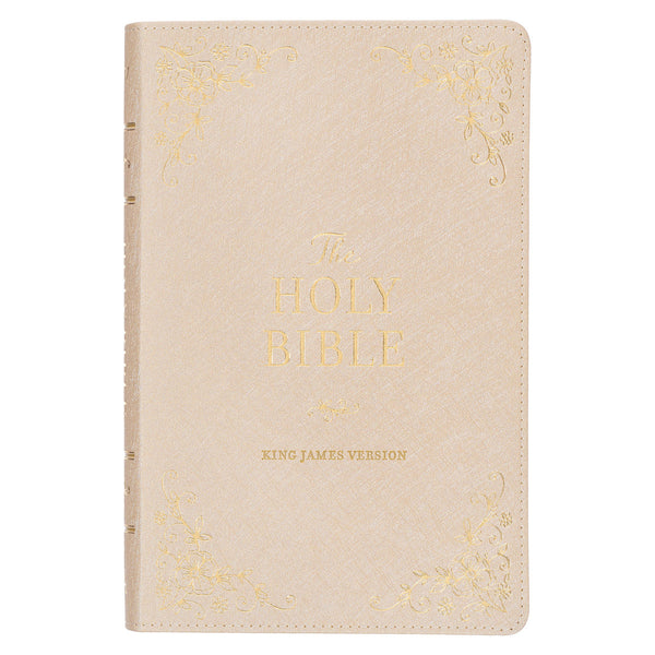 Pearlized Ivory Faux Leather King James Version Deluxe Gift Bible with Thumb Index