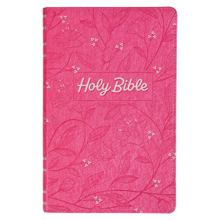 Sunrise Pink Faux Leather Large Print Thinline King James Version Bible with Zippered Closure and Thumb Index