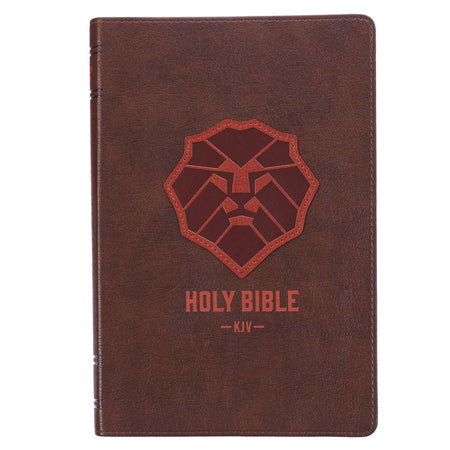 Walnut Brown Faux Leather King James Version Deluxe Gift Bible with Thumb Index and Zippered Closure