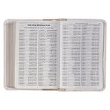 Pearlized White and Taupe Faux Leather King James Version Pocket Bible