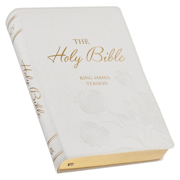 White Faux Leather Super Giant Print King James Version Bible with Thumb Index