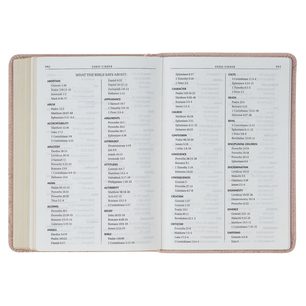 Blush Pink Floral Faux Leather Compact King James Version Bible