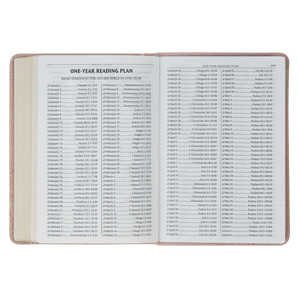 Blush Pink Floral Faux Leather Compact King James Version Bible