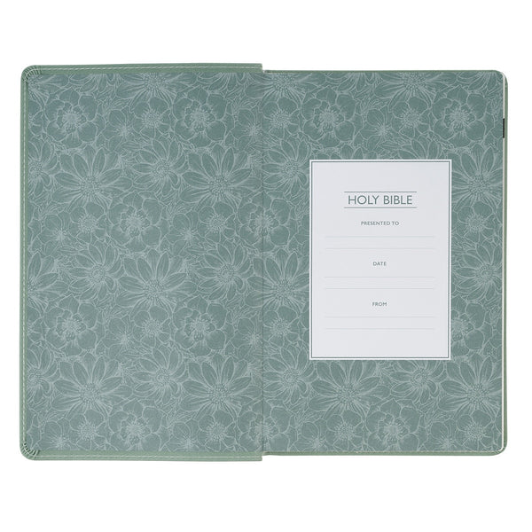Teal Bloom Faux Leather Compact King James Version Bible