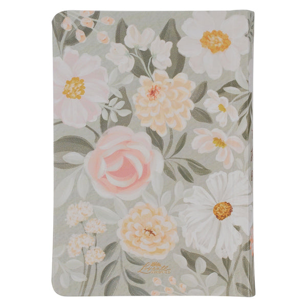 Lichen Gray Floral Faux Leather Hardcover King James Version Bible - Psalm 23:3
