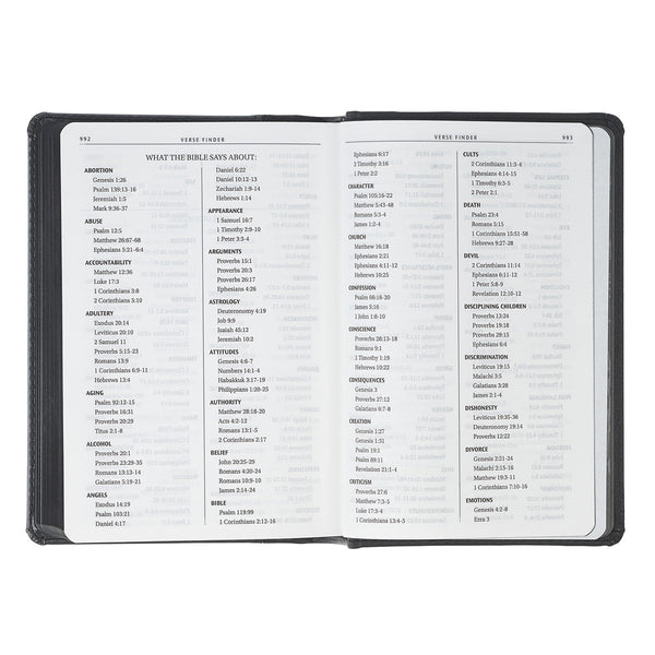 Black and Gray Lion Faux Leather Hardcover Compact King James Version Bible