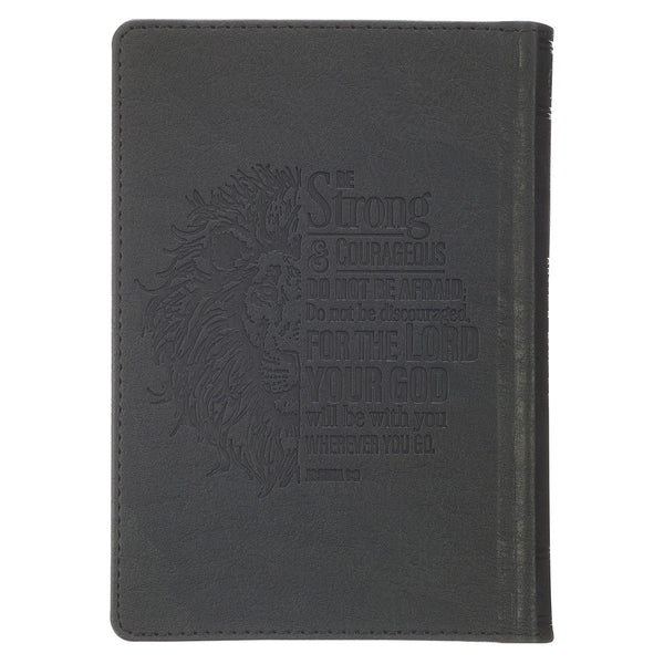 Black and Gray Lion Faux Leather Hardcover Compact King James Version Bible