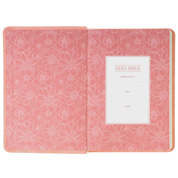 Coral Dawn Floral Large Print Compact King James Version Bible