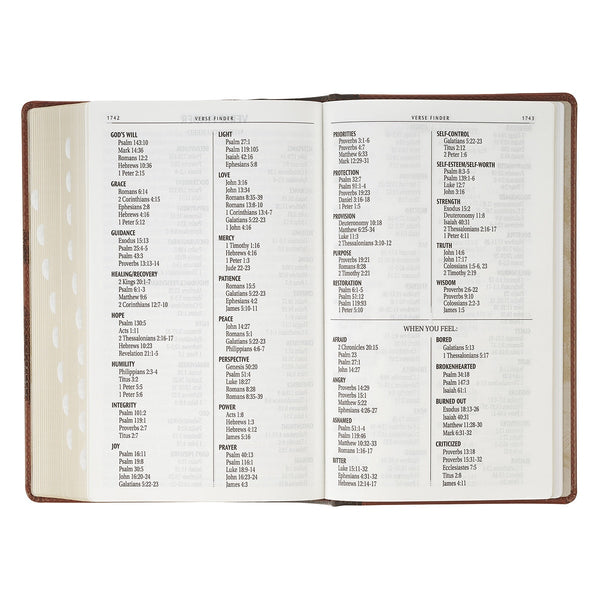 Rooted Brown Faux Leather Hardcover Standard-size Giant Print King James Version Bible with Thumb Index