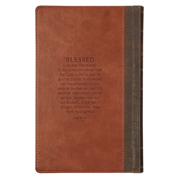 Rooted Brown Faux Leather Hardcover Standard-size Giant Print King James Version Bible with Thumb Index