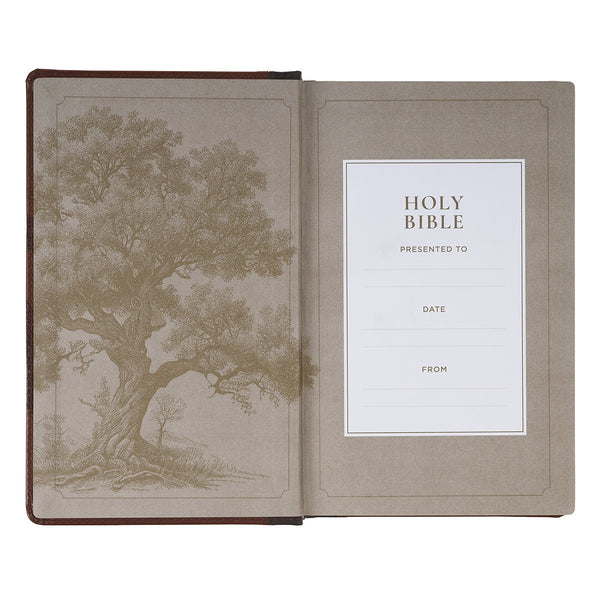 Rooted Brown Faux Leather Hardcover Standard-size Giant Print King James Version Bible with Thumb Index