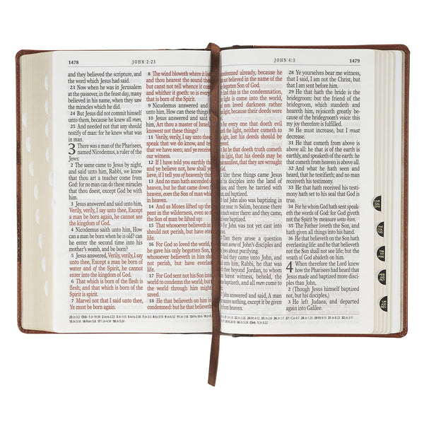 Rooted Brown Faux Leather Hardcover Standard-size Giant Print King James Version Bible with Thumb Index