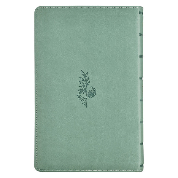Teal Floral Faux Leather Giant Print Standard-size King James Version Bible with Thumb Index