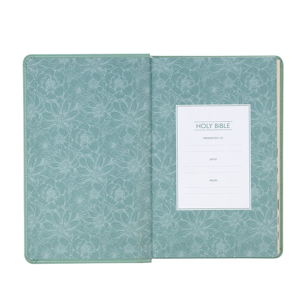 Teal Floral Faux Leather Giant Print Standard-size King James Version Bible with Thumb Index