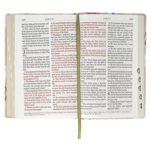 Pink Floral Faux Leather Giant Print Standard-Size King James Version Bible with Thumb Index