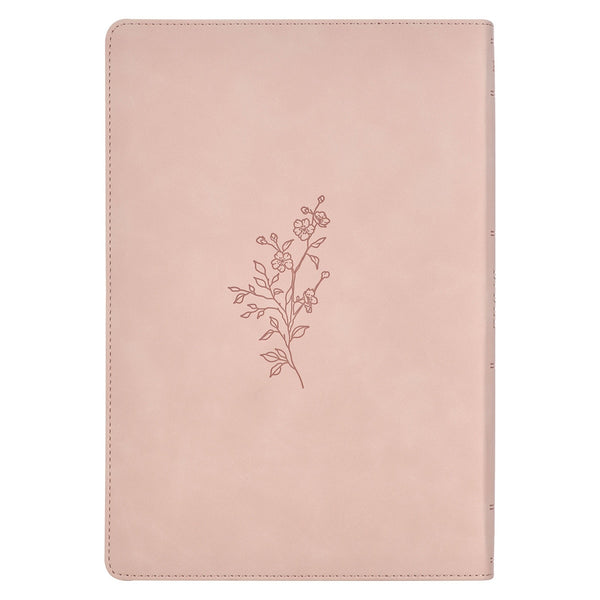 Pink Floral Faux Leather Large Print Thinline King James Version Bible with Thumb Index