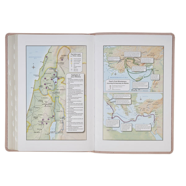 Pink Floral Faux Leather Large Print Thinline King James Version Bible with Thumb Index