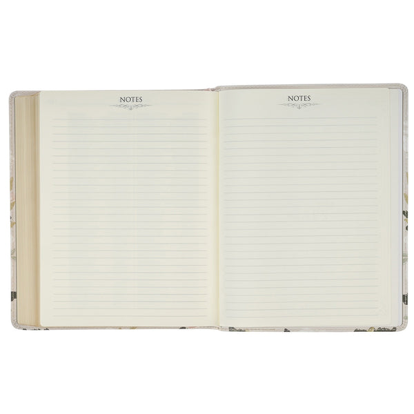 Cream Floral Faux Leather KJV Note-taking Bible - Psalm 91:4