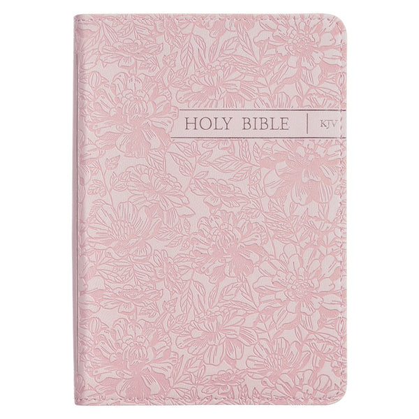 Blush Rose Faux Leather Floral King James Version Pocket Bible - KI Gifts Christian Supplies