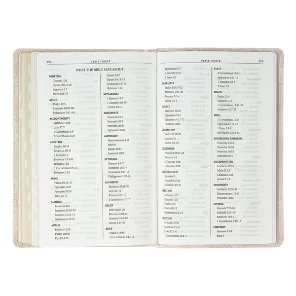 Pale Pink Floral Faux Leather King James Version Deluxe Gift Bible with Thumb Index