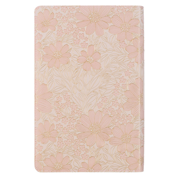 Pale Pink Floral Faux Leather King James Version Deluxe Gift Bible with Thumb Index