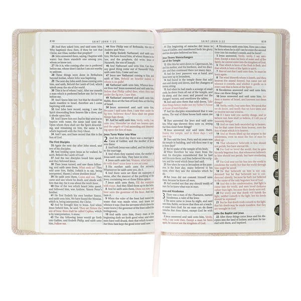 Pale Pink Floral Faux Leather King James Version Deluxe Gift Bible with Thumb Index