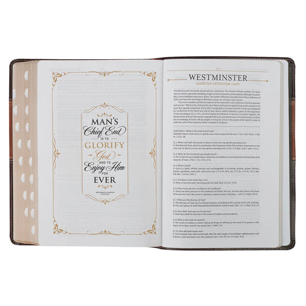 Burgundy and Toffee Faux Leather King James Study Bible with Thumb Index