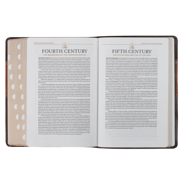 Burgundy and Toffee Faux Leather King James Study Bible with Thumb Index
