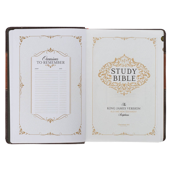 Burgundy and Toffee Faux Leather King James Study Bible with Thumb Index